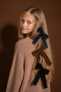 Nana Fringe Ribbon Bow Clip