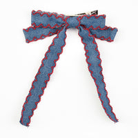 Denim Scalloped Bow Clip