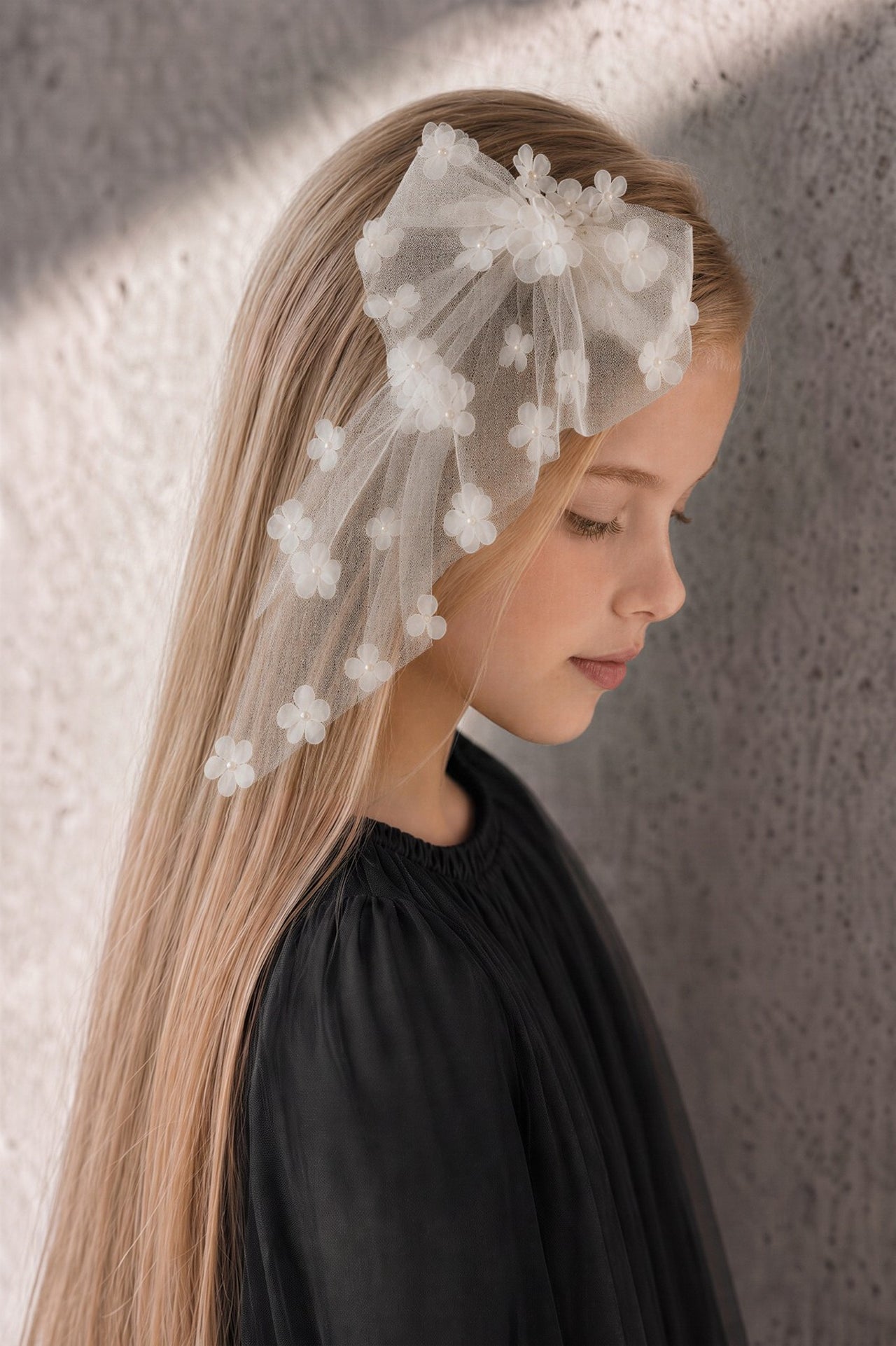 Mesh Flower Bow Clip