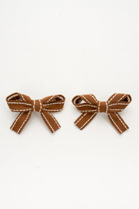 Nana 2 PK Brown Ribbon Mini Bow Clip