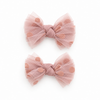 2 PK Tulle Polka Dot Mini Bow Clip