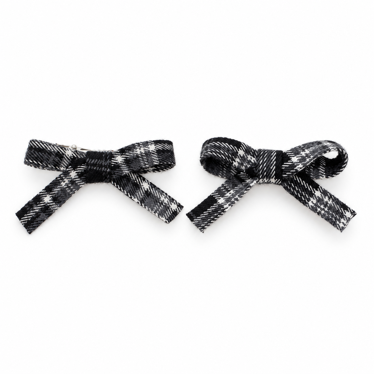 Nana 2 PK Checked Ribbon Mini Bow Clip