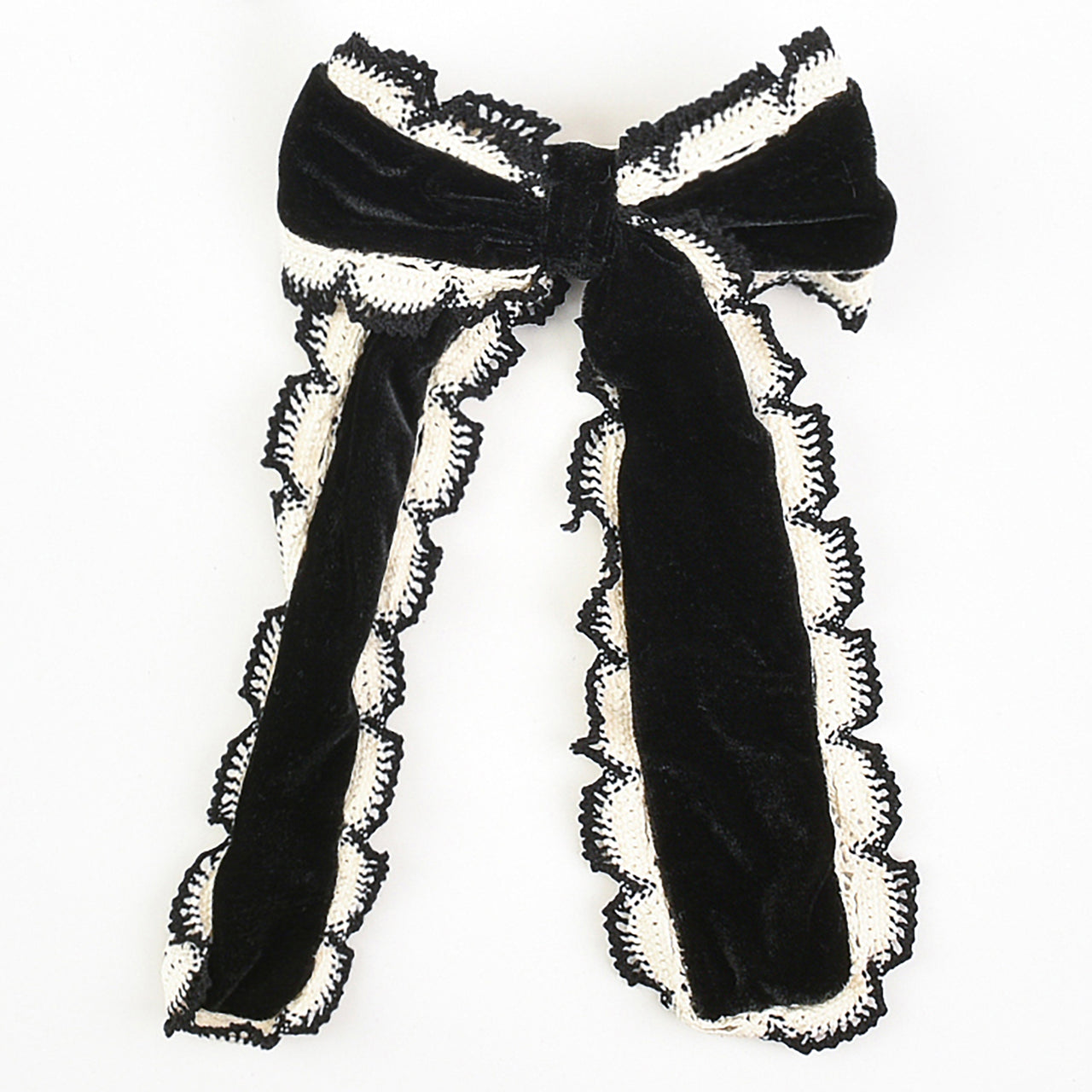 Velvet/Lace Bow Clip