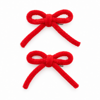 2 Pcs Velvet Corded Mini Bow Clip