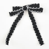 Denim Scalloped Bow Clip