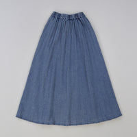 Melange Pleated Jeans Midi Skirt