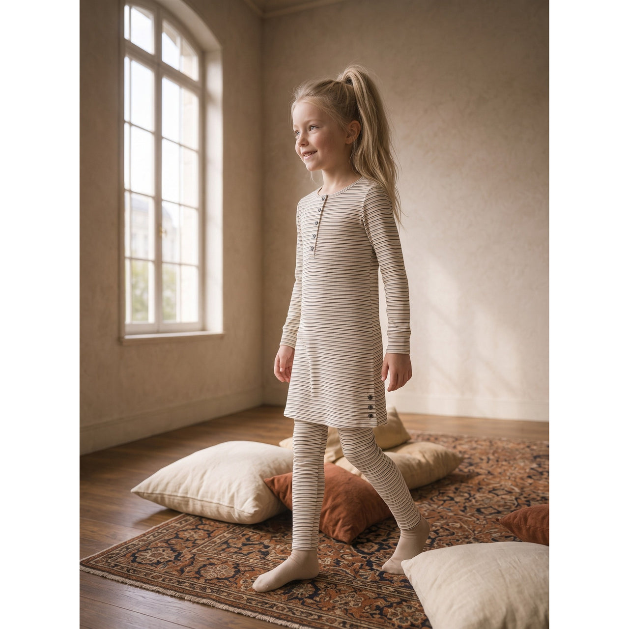 Hadas Striped Nightgown Legging Set