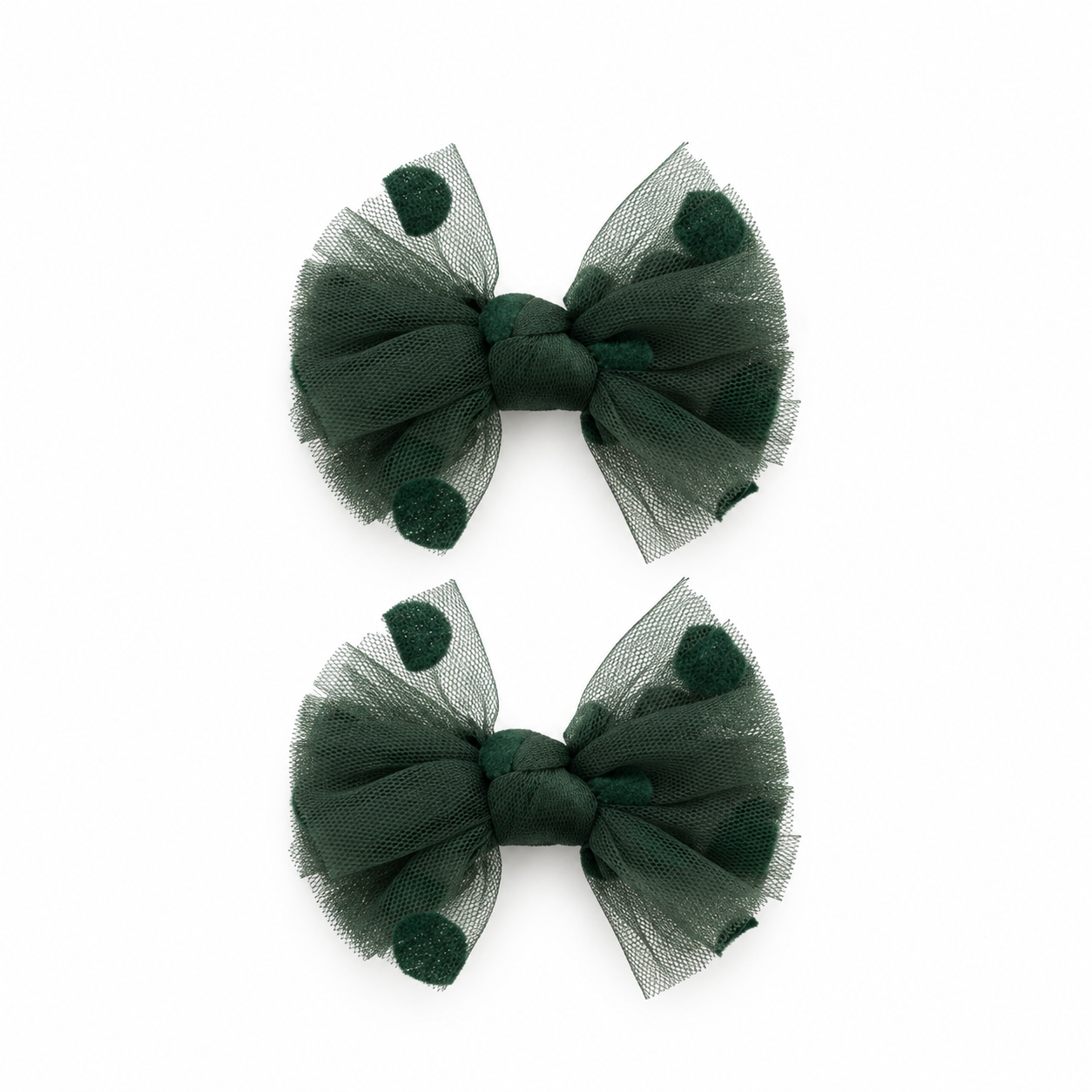 2 PK Tulle Polka Dot Mini Bow Clip