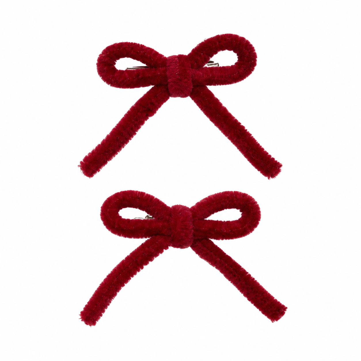 2 Pcs Velvet Corded Mini Bow Clip