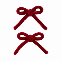 2 Pcs Velvet Corded Mini Bow Clip