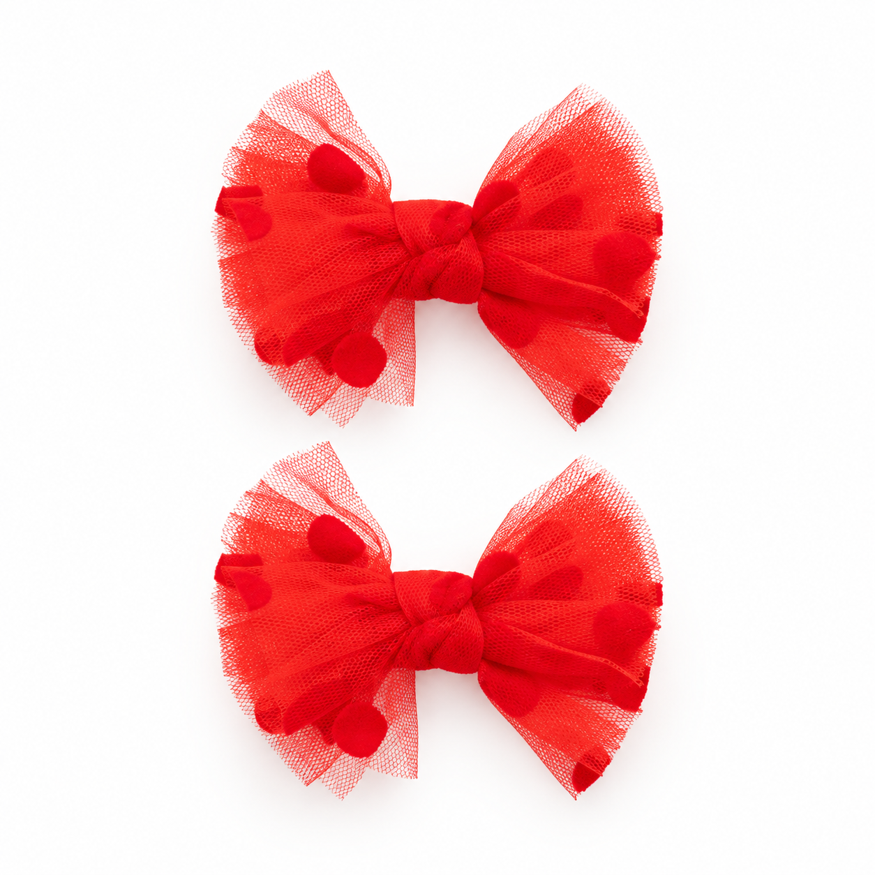2 PK Tulle Polka Dot Mini Bow Clip