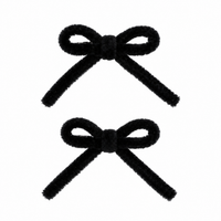 2 Pcs Velvet Corded Mini Bow Clip