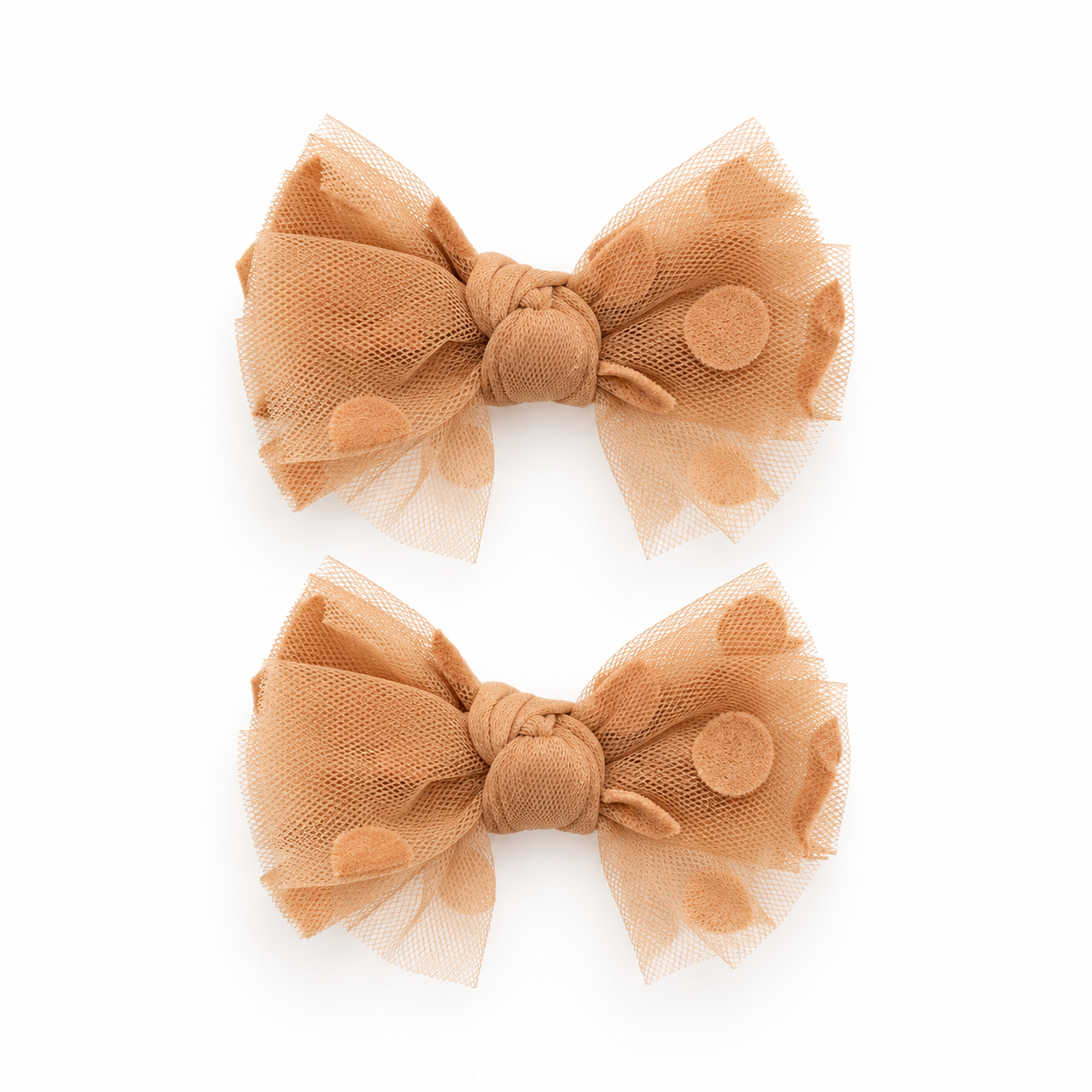 2 PK Tulle Polka Dot Mini Bow Clip