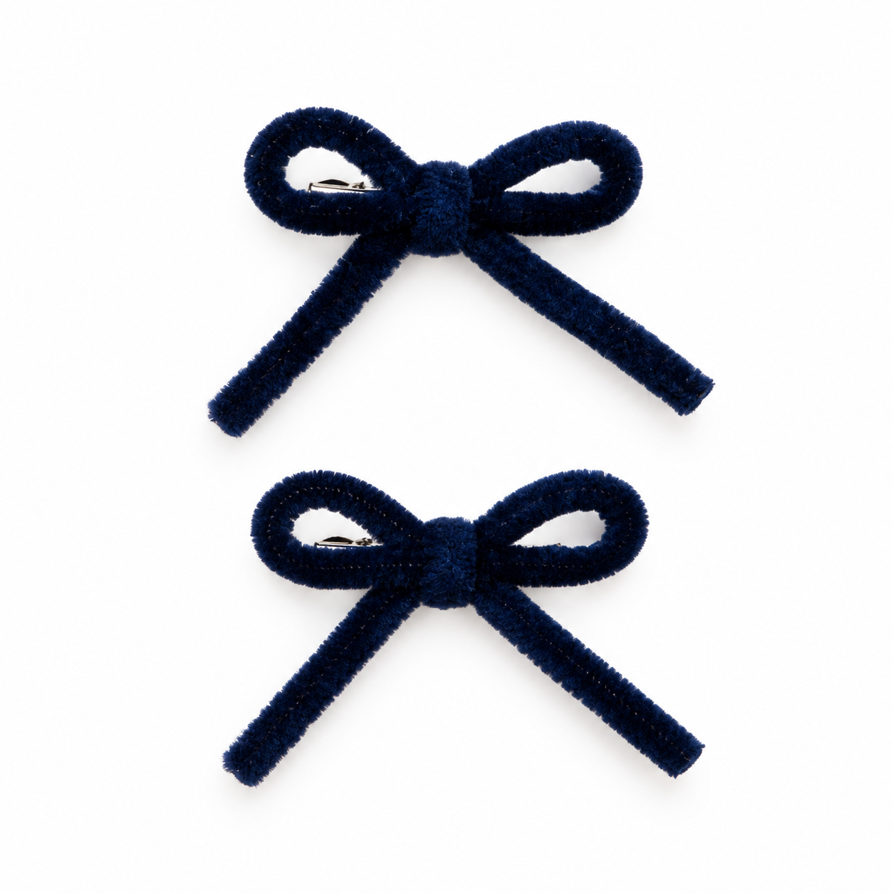 2 Pcs Velvet Corded Mini Bow Clip