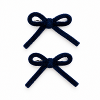 2 Pcs Velvet Corded Mini Bow Clip