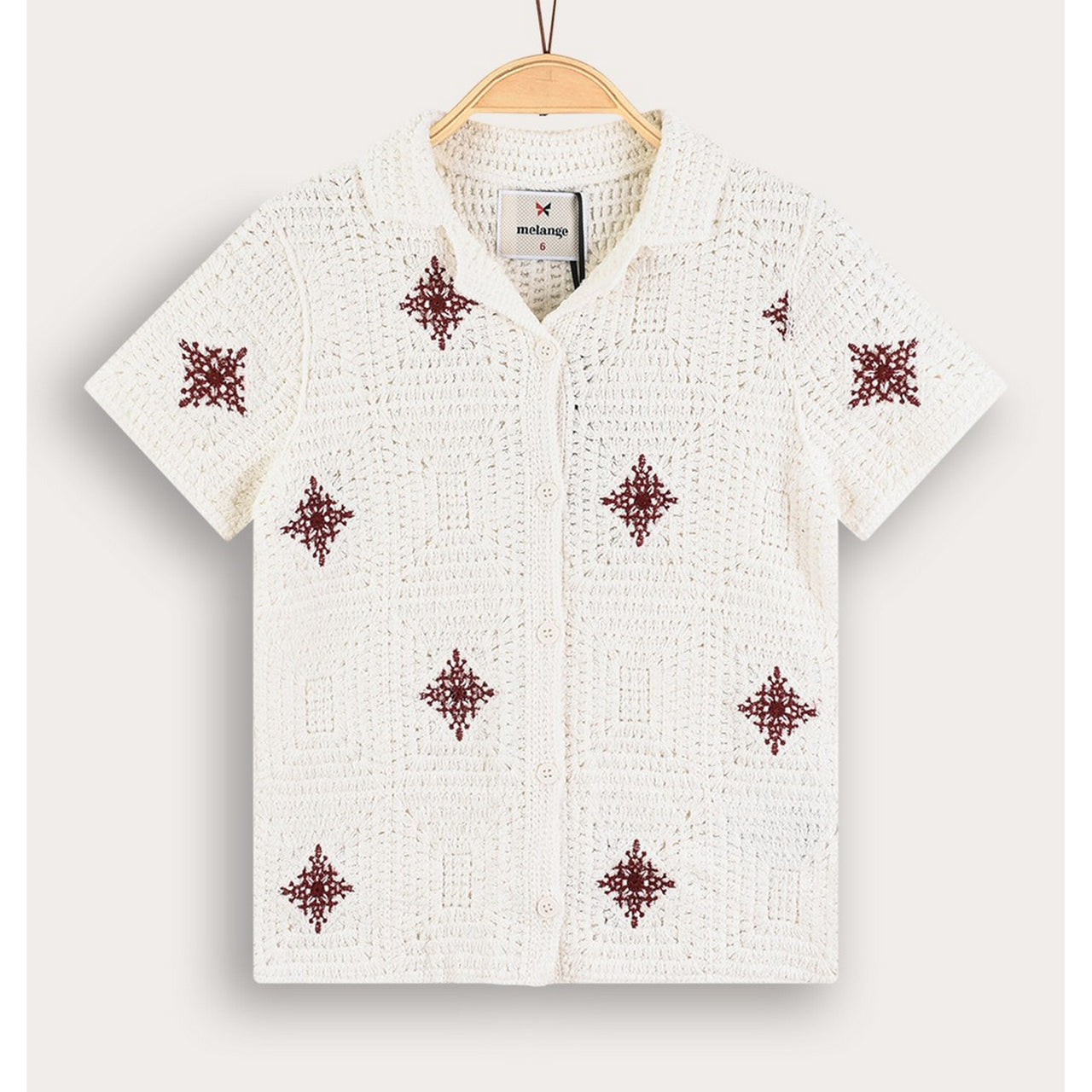 Melange Boys Crochet Knit Top