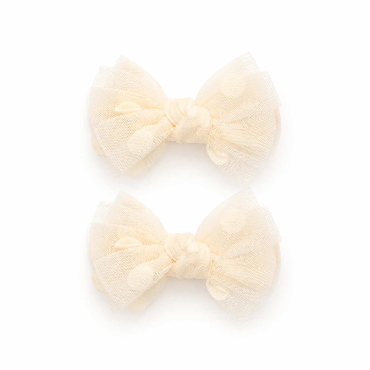 2 PK Tulle Polka Dot Mini Bow Clip
