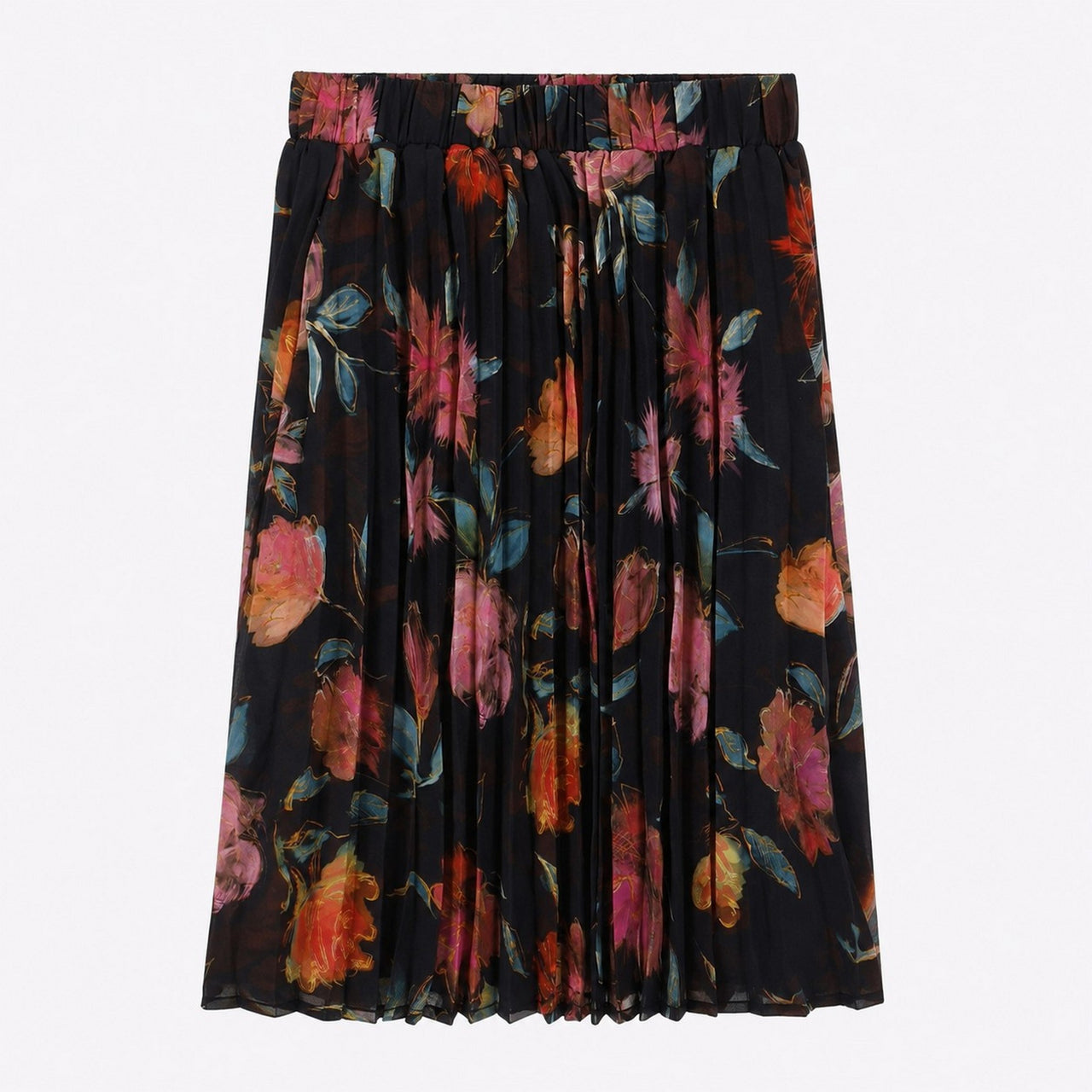 Girls Printed Pleated Skirt