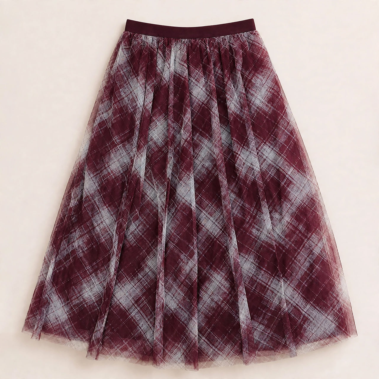 Checkered Mesh Skirt