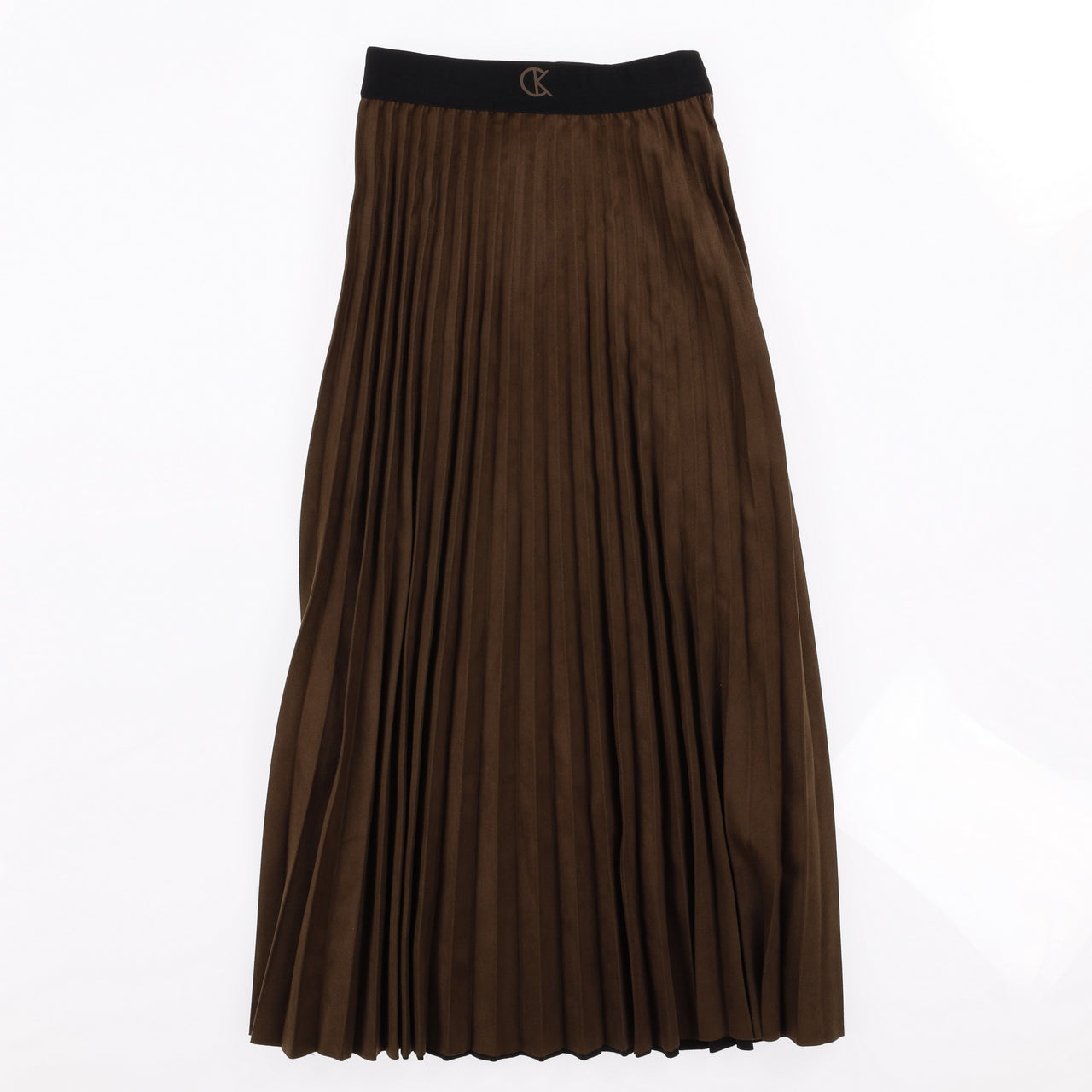 Suede Pleated Maxi Skirt
