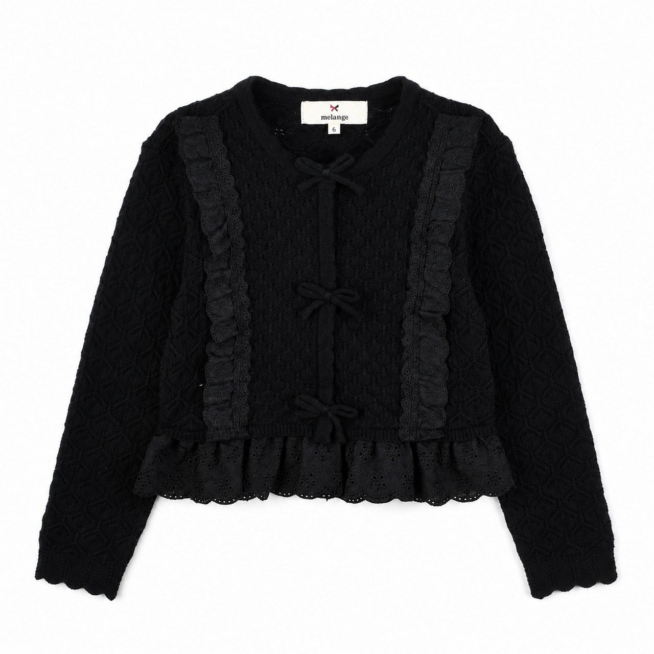 Melange Knitted Lace Ruffle Top