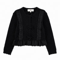 Melange Knitted Lace Ruffle Top