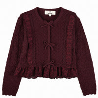 Melange Knitted Lace Ruffle Top