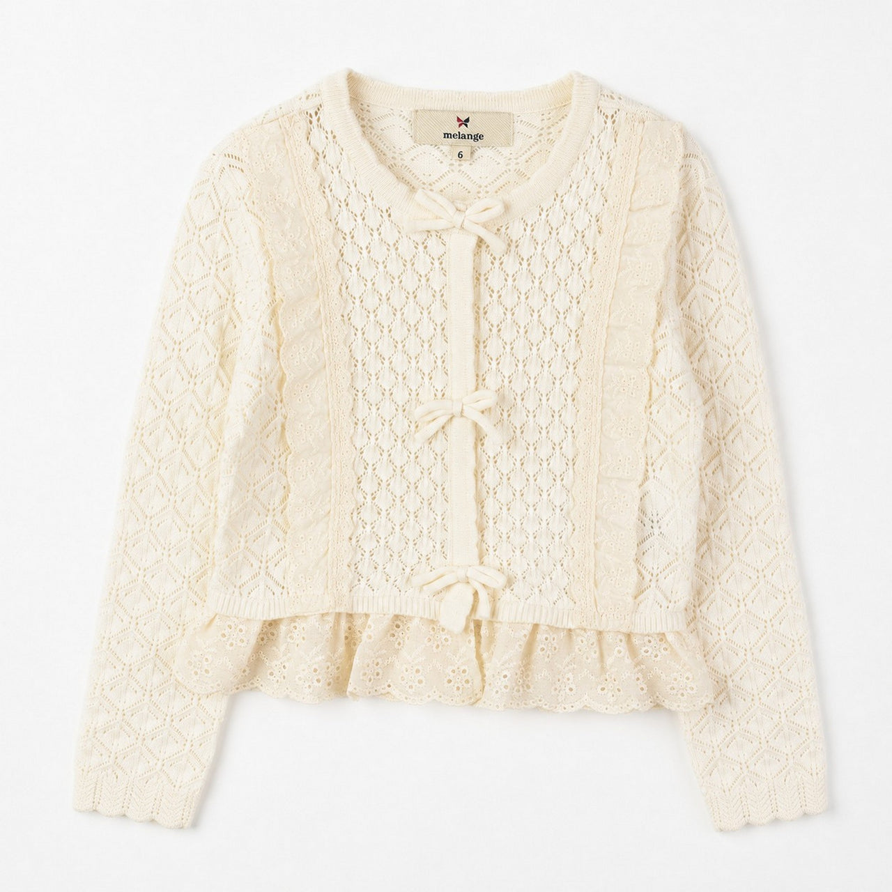 Melange Knitted Lace Ruffle Top
