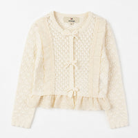 Melange Knitted Lace Ruffle Top