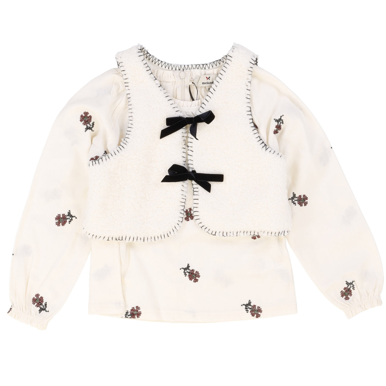Melange Vest Shirt Set