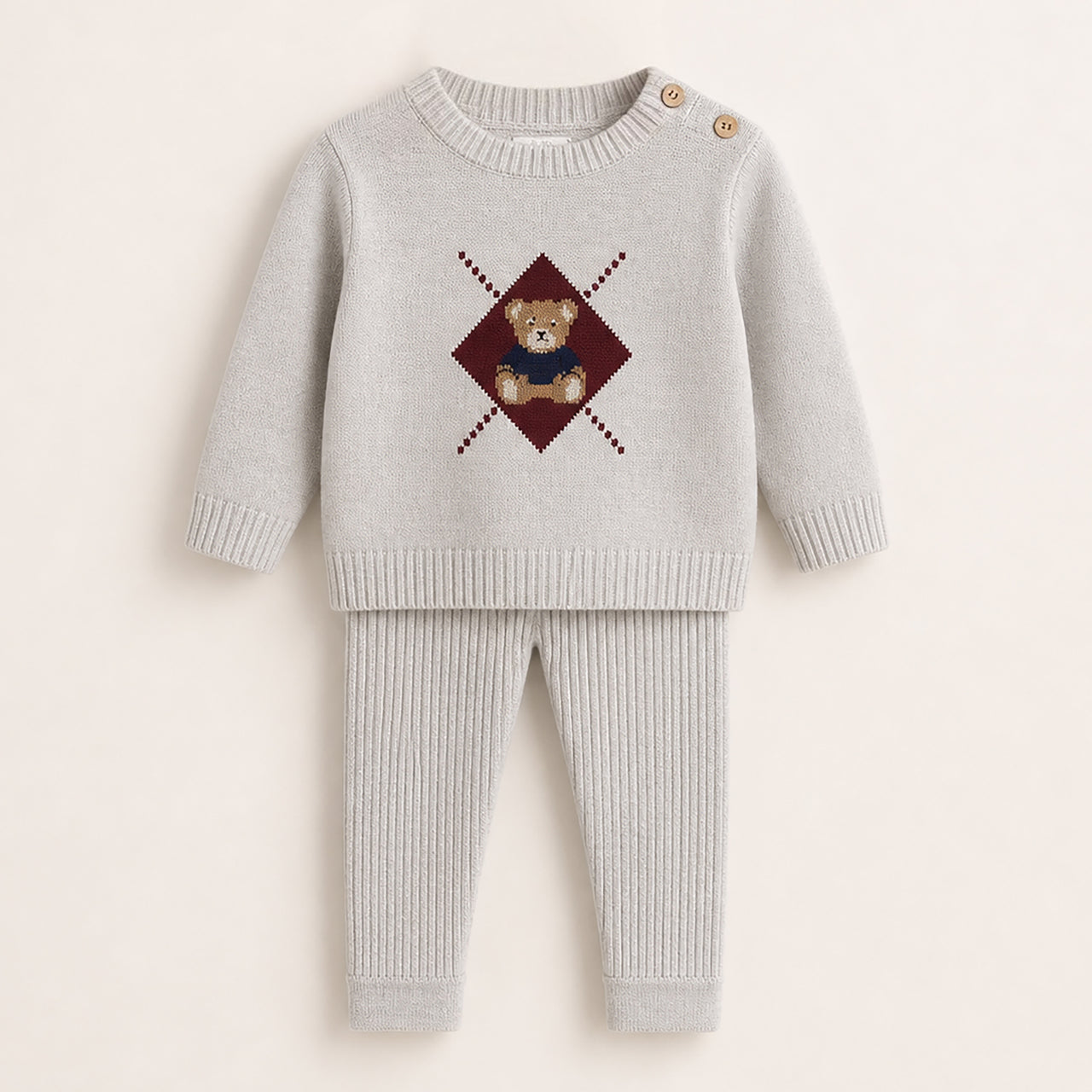 Melange Baby Teddy Knit Set