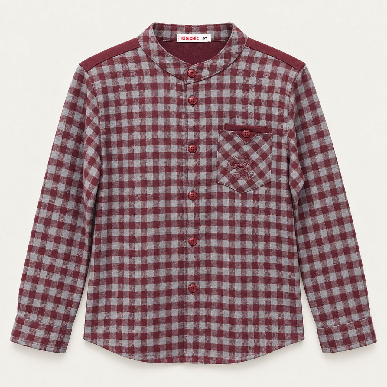 Checkered Mandarin Collar Shirt