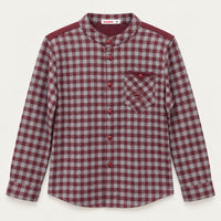 Checkered Mandarin Collar Shirt