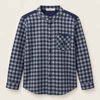 Checkered Mandarin Collar Shirt