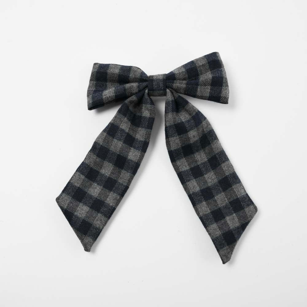 Wool Checks Bow Clip