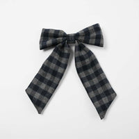 Wool Checks Bow Clip