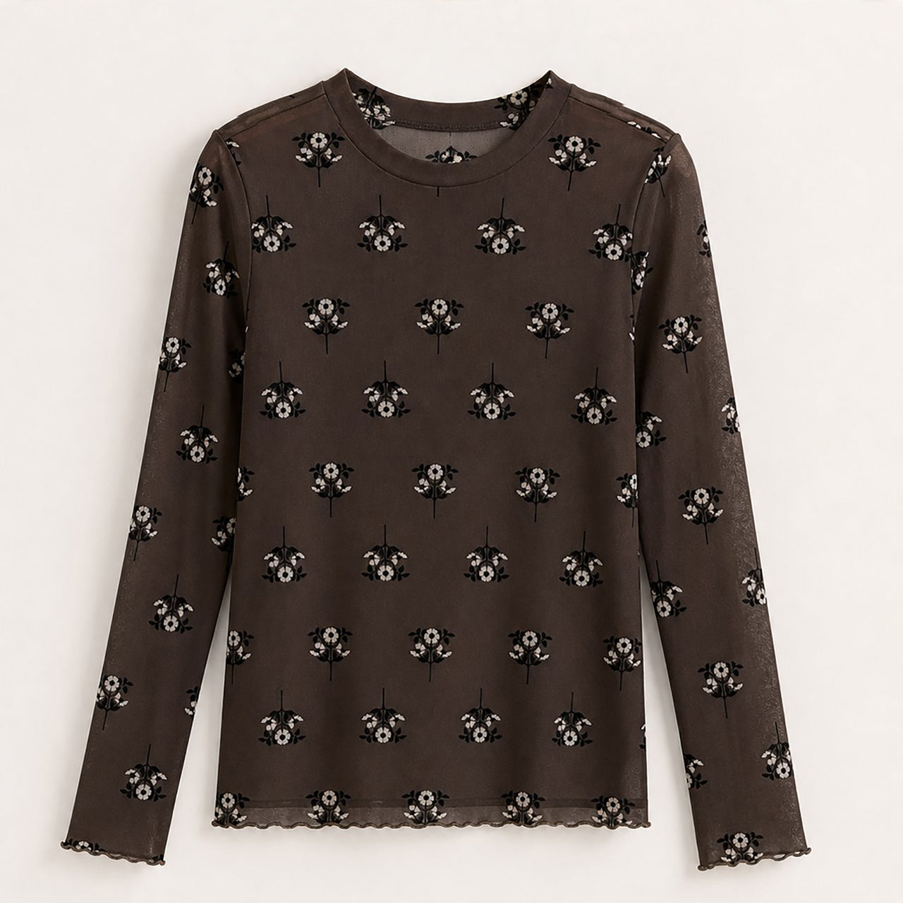 Melange Mesh Printed Shirt