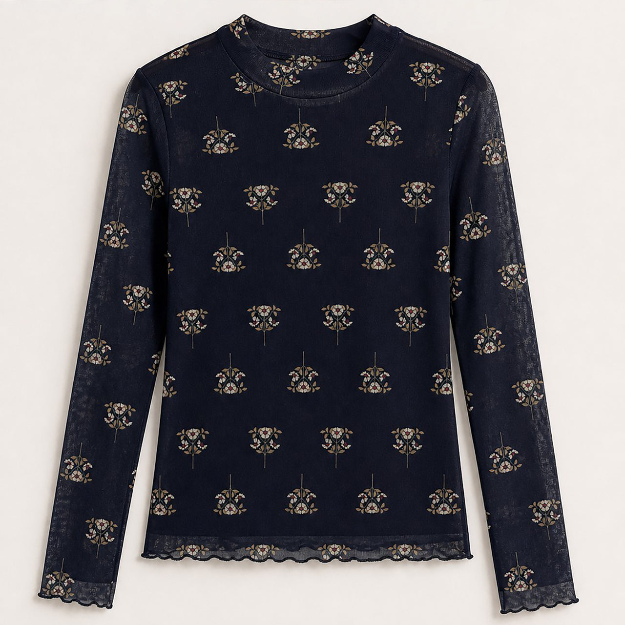 Melange Mesh Printed Shirt