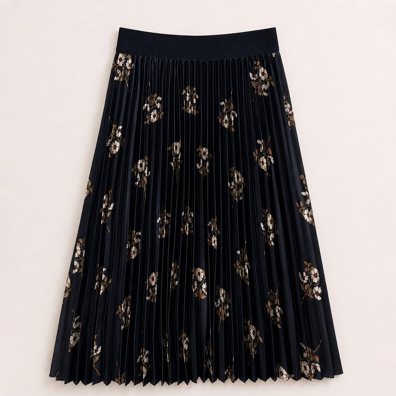 Melange Printed Pleated Skirt