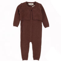Melange Knit Overall Cardigan Set