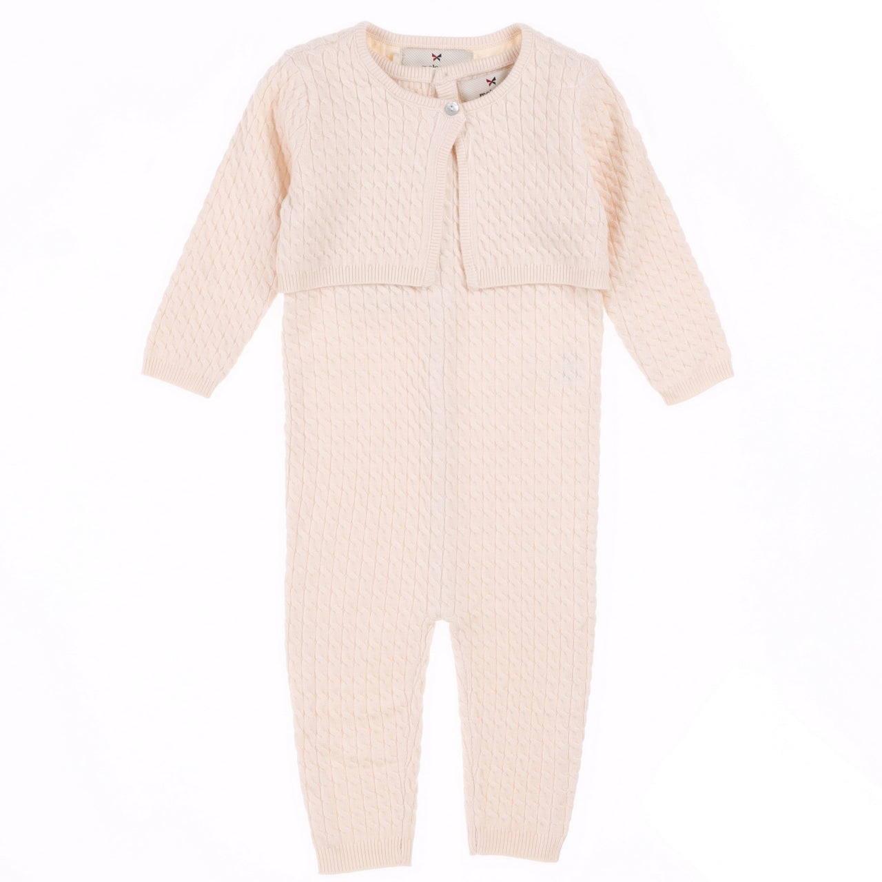 Melange Knit Overall Cardigan Set