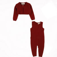 Melange Knit Overall Cardigan Set