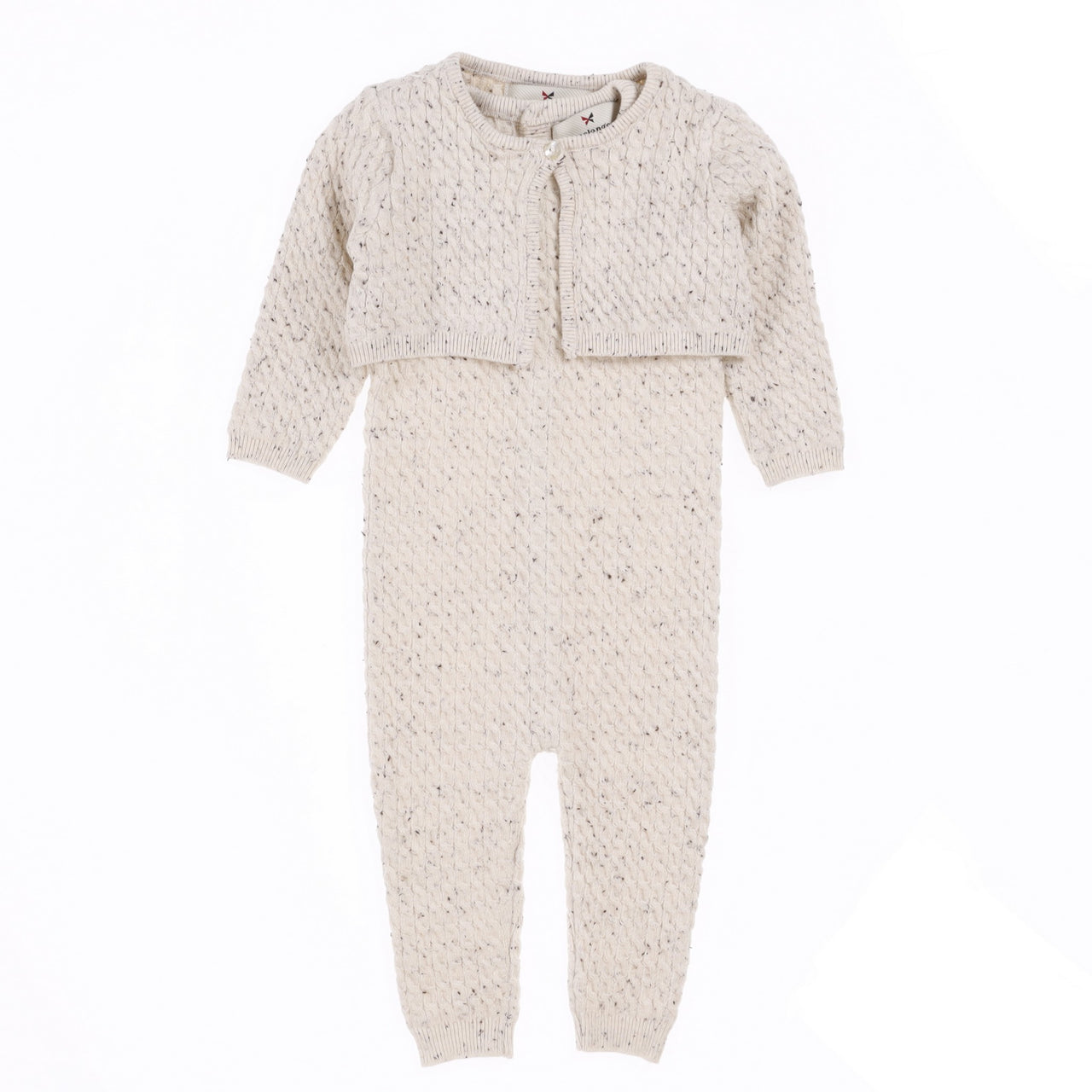 Melange Knit Overall Cardigan Set