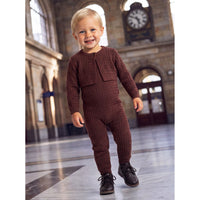 Melange Knit Overall Cardigan Set