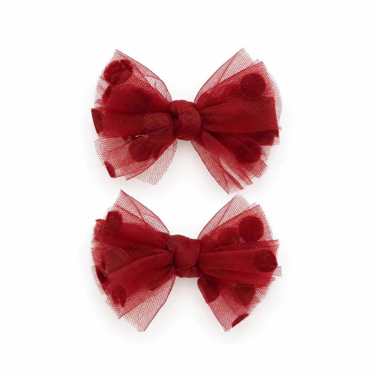 2 PK Tulle Polka Dot Mini Bow Clip