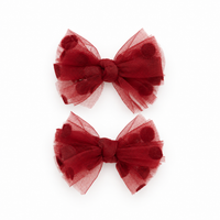 2 PK Tulle Polka Dot Mini Bow Clip