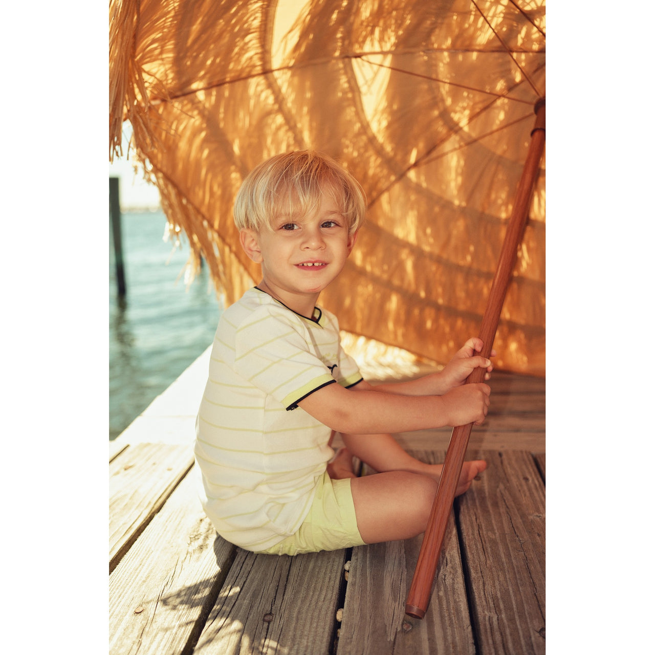Boys S.S Striped Rib Shirt