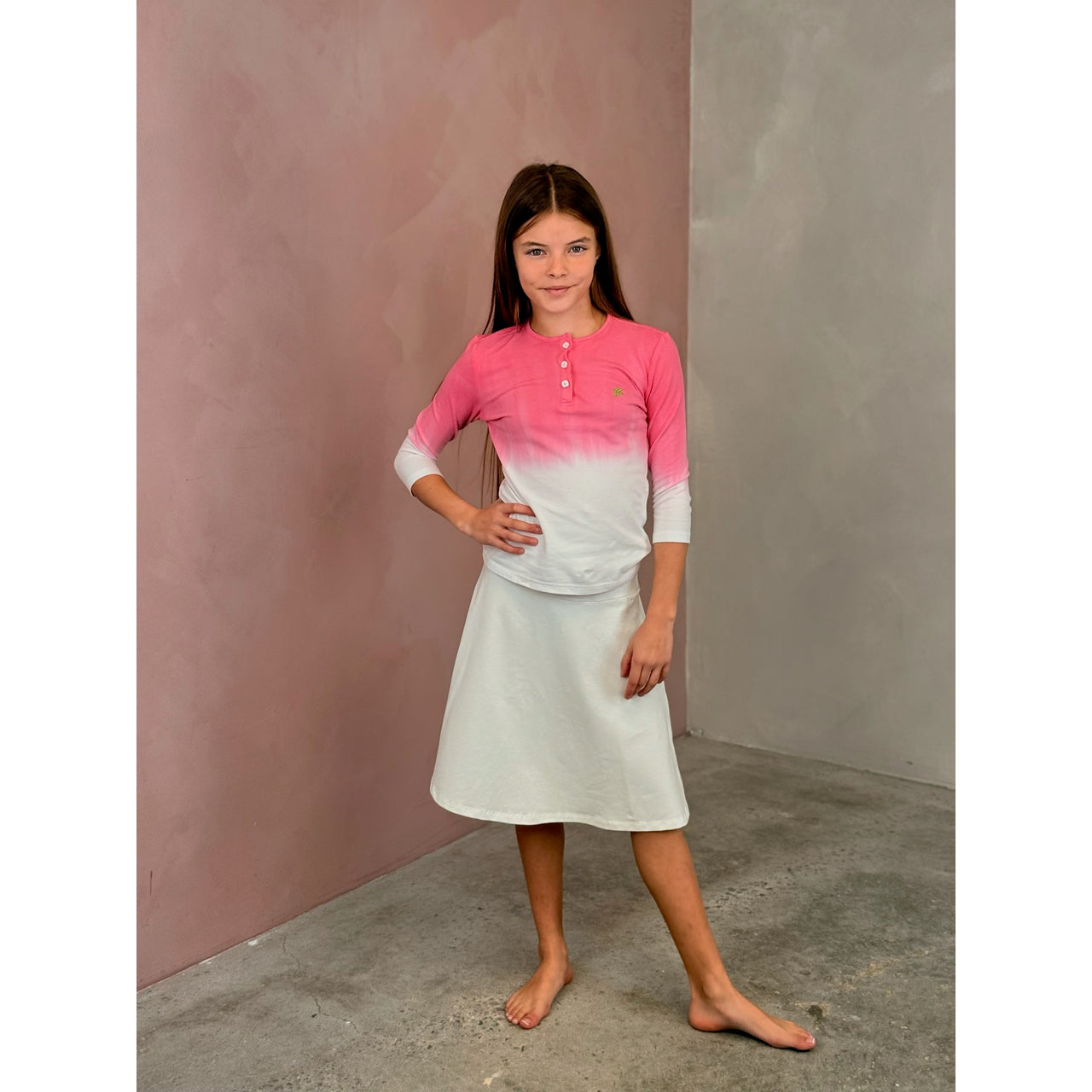 Girls Dip Dye Henley