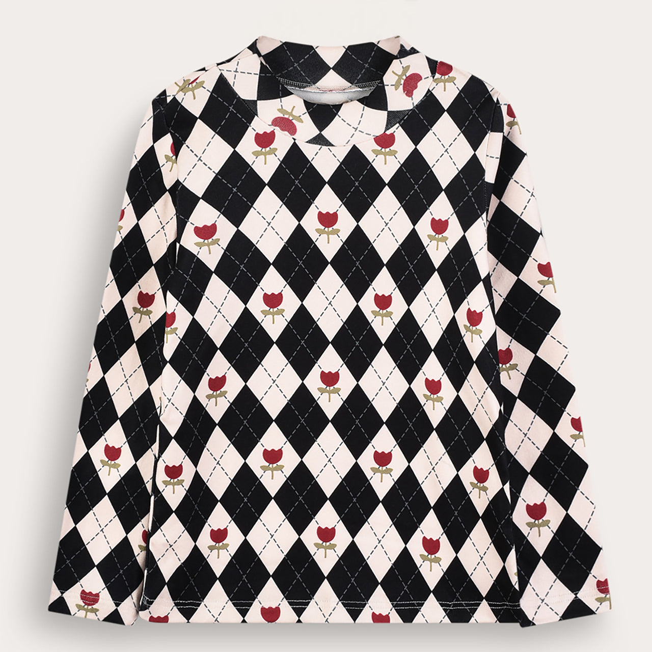 Melange Diamond Mockneck