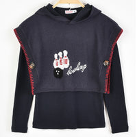 Girls Bowling Knit Hoodie Top